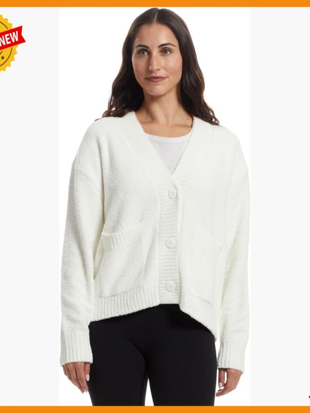 Recycled Polyester Button Front Cardigan, Rib Knit Trim, Layering Sweater